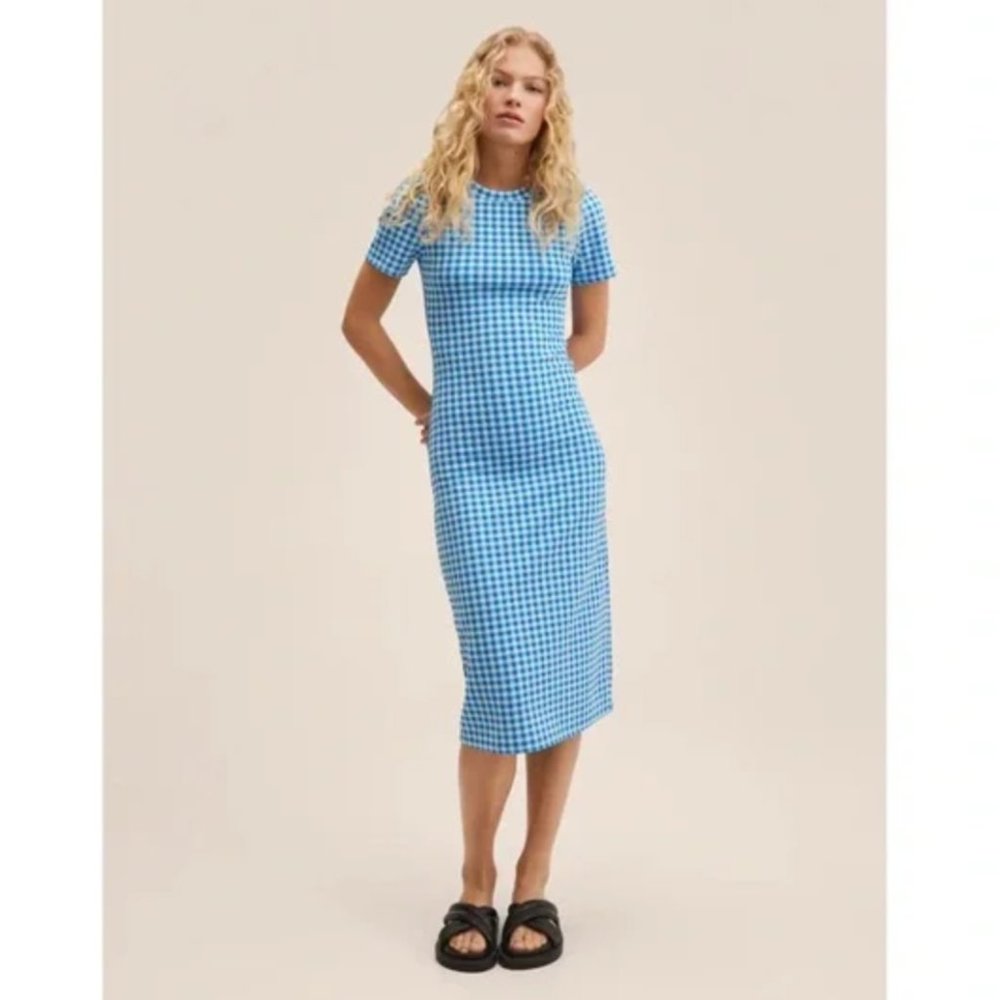 Mango Dresses / Mango Vichy Blue & White Gingham Dress / Size: XS IT 2 USA